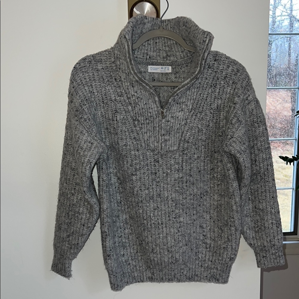 Gray Sweater Half Zip Sweater